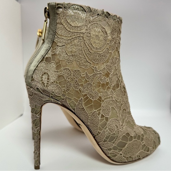New Dolce & Gabbana "Taomina" Champagne Corded Lace Ankle Boots Size 36 - Picture 11 of 13